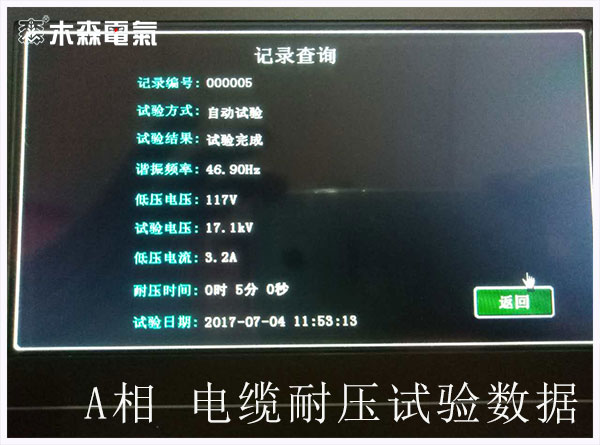 A相電纜耐壓試驗(yàn)數(shù)據(jù)