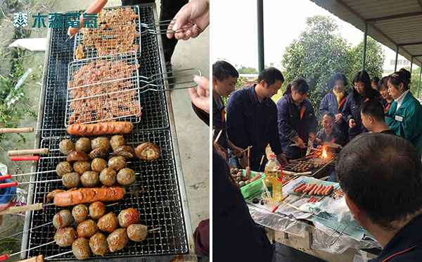 木森電氣Hi翻天，員工正在燒烤享受美食