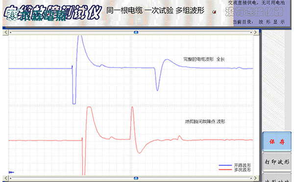 四川110kV電纜故障測試同根電纜一次試驗(yàn)多住波形 交叉幾位故障點(diǎn)